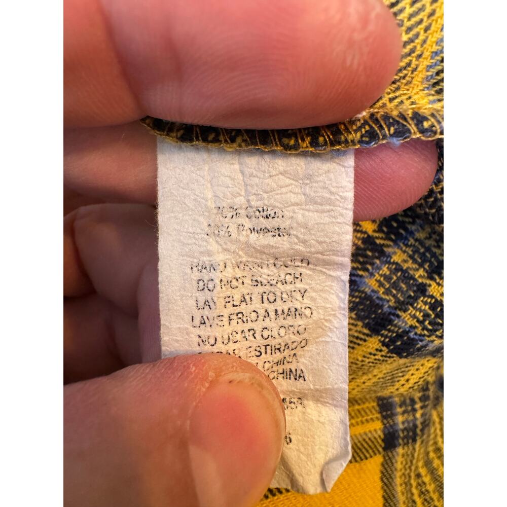 Anthropologie Paper Crane Womens OS Oversized Shirt Yellow Plaid Top Long Sleeve - Picture 5 of 6